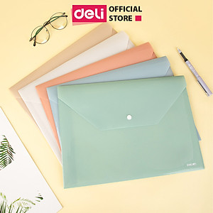 Túi file đựng tài liệu A4 Deli nhiều màu, clear bag bìa đựng tài liệu lưu trữ hồ sơ giấy tờ