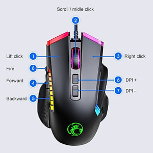Chuột Led RGB gaming T70 7200dpi công thái học chống mỏi cổ tay Cho máy tính laptop hàng nhập khẩu