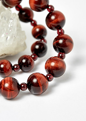 Cặp Vòng Chuỗi Mân Côi Mẹ Và Bé Đá Thạch Anh Mắt Hổ ni 52, ni 40- Ngọc Quý Gemstones