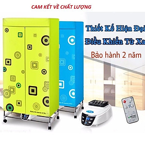 Tủ sấy quần áo khung inox 2 tầng có điều khiển từ xa, sấy quần áo nhanh khô có Bảo hành 12 tháng -  Hàng chính hãng