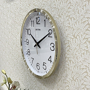 Đồng hồ treo tường Nhật Bản Rhythm CMG494BR18 ,Kích thước 36.0 x 4.4cm, 855g, Vỏ nhựa cao cấp, dùng PIN