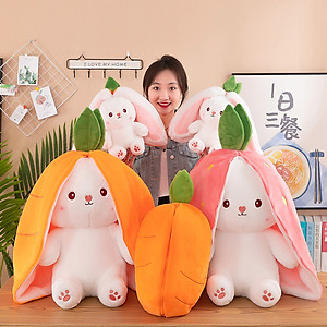 Gấu bông thỏ tai ụp, thỏ biến hình 2 trong 1 độc đáo (20cm--->50cm) siêu dễ thương hot hit, thỏ trái cây biến hình hot trend