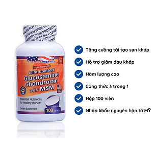 (HSD 06/2026) Viên Uống Glucosamine Chondroitin With Msm Giúp Giảm Đau Do Viêm Xương Khớp Hộp 100 Viên