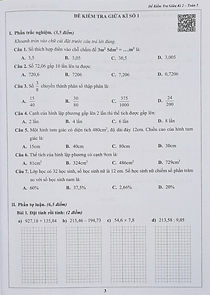 Sách - Đề kiểm tra Toán 5 học kì II
