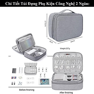 Túi Đựng Phụ Kiện Điện Thoại Máy Tính Lớn Cải Tiến Nhiều Ngăn Chống Nước, Chống Sốc Hàng Chính Hãng miDoctor - 2 NGĂN