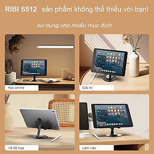 Giá đỡ điện thoại bằng kim loại xoay 360° RIBI S512 có thể gấp gọn, chân đế vững chắc - Hàng chính hãng