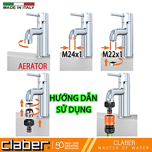 Đầu nối vòi 3 cỡ ren 22-27mm inox CLaber 8597