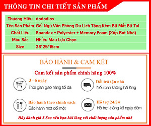 Gối Ngủ Văn Phòng Chữ U Tặng Kèm Bịt Mắt Bịt Tai Cao Cấp – Bộ Gối Ngủ Du Lịch Tựa Đầu Chống Mỏi Chất Liệu Memory Foam Mật Độ Cao Hàng Chính Hãng Dododios