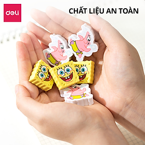 Set 2 Gôm Tẩy SpongeBob Deli Dễ Thương Tẩy Sạch Ít Vụn Không Mòn Giấy Có Hút Vụn Tẩy An Toàn Cho Bé Học Sinh Trẻ Nhỏ Bút