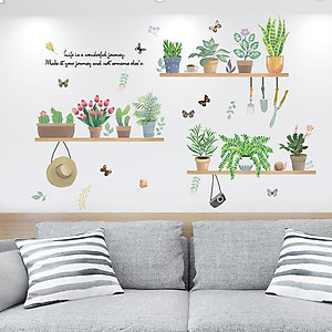 Decal giấy dán tường kệ xương rồng  XL7249
