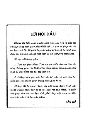 Sách Giải Bài Tập Toán - Đại Số Giải Tích Lớp 12