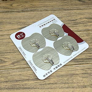 Vỉ 4 móc dán tường cường lực MiaoNing, móc siêu dính hình quả táo