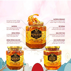 Mật Ong Saffron Đông Trùng Hạ Thảo Táo đỏ Kỷ tử 380ml/lọ Golden Herb