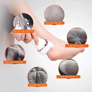 Máy chà gót chân tẩy tế bào chết 3 đầu mài 2 chế độ cao cấp, máy mài gót chân đa năng - tặng kèm bộ phụ kiện 10 món