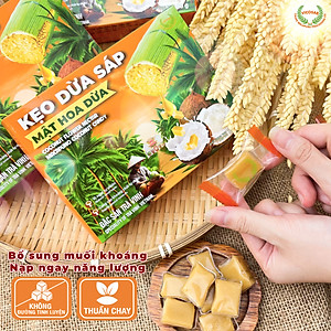Kẹo dừa sáp VICOSAP mật hoa dừa không đường đồ ăn vặt healthy kẹo mềm dẻo đặc sản Trà Vinh hộp 180g
