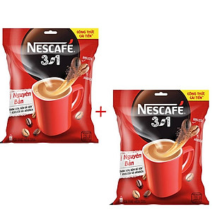 [Tặng Bộ 2 Ly thủy tinh] Combo 2 Bịch Cà phê Hòa tan NESCAFÉ VỊ NGUYÊN BẢN 46 + 3 gói Đậm Thơm Hoàn Hảo