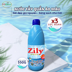 Nước tẩy quần áo màu Zily chai 550g - Tặng 5 gói xả vải Zily