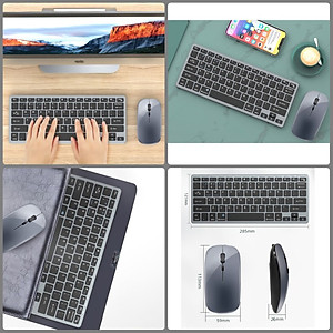 Bộ Bàn phím chuột không dây mini W616 - pin sạc - đa kết nối bluetooth 5.0 + 3.0 + Usb wireless 2.4G hàng nhập khẩu