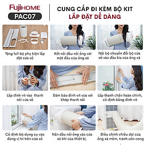 Máy lạnh di động 7000 BTU Fujihome PAC07, điều hòa di động mini 4 trong 1 làm lạnh, hút ẩm, quạt, lọc không khí, điều khiển từ xa - Hàng chính hãng