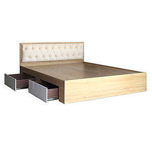 Giường Ngủ Gỗ MDF Phủ Melamine Cao Cấp Viva Màu Vàng Đầu Nệm + Học Kéo