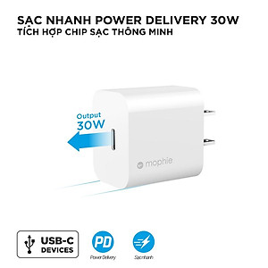 Sạc nhanh dành cho iPhone Mophie PD 30W USB-C - Hàng chính hãng
