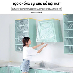 3.2m*12m Màng PE Bọc Nội Thất Chống Bụi Chống Nước Khi Thi Công MÀU TRẮNG TRONG