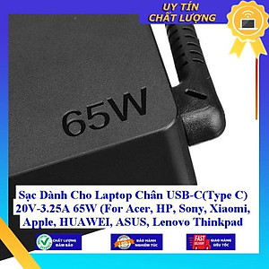 Sạc dùng cho Laptop Chân USB-C(Type C) 20V-3.25A 65W ( For Acer, HP Sony Xiaomi Apple HUAWEI ASUS Lenovo Thinkpad ) - Hàng Nhập Khẩu New Seal
