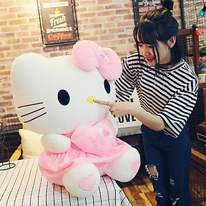Gấu Bông Mèo Kitty Ôm Tim Siêu Dễ Thương (25cm--->60cm) Hàng Cao Cấp Loại 1 Chất Lượng Cao, An Toàn Cho Trẻ Nhỏ