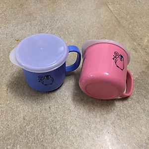 Combo 01 Bát ăn cho bé có quai cầm Kokubo Meal Bowl φ15cm + 01 Cốc nhựa uống nước Nakaya 200ml có nắp silicon mềm - Made in Japan