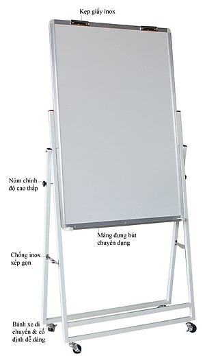 Bảng Flipchart chân gấp 80x120cm-Mặt bảng trắng không ô ly-bảng giá rẻ BAVICO