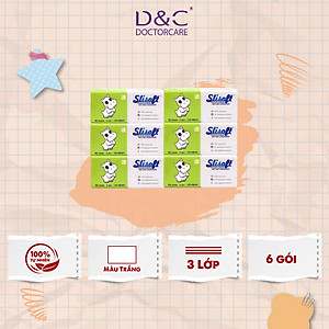 Combo 6 Giấy ăn Slisoft Trắng 3 lớp x 100 tờ đa năng, khăn giấy rút không chất tẩy trắng an toàn cho cả gia đình