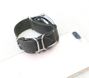 Dây đồng hồ NATO (dây Zulu) da sáp Xanh Rêu Handmade