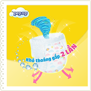 Combo 2 gói Tã/Bỉm Quần Em Bé Pep.up Extra Dry Siêu Mềm Mại, Siêu Khô Thoáng, Kháng Khuẩn Size XXL (16 Miếng/Gói)