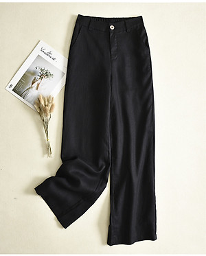 Quần nam ống rộng lưng thun chất liệu đũi