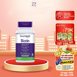 Biotin mọc tóc Natrol Beauty Mỹ hỗ trợ tóc mọc nhanh hơn, dày hơn, cho mái tóc khỏe mạnh, làn da rạng rỡ và móng tay chắc khỏe - QuaTangMe Extaste