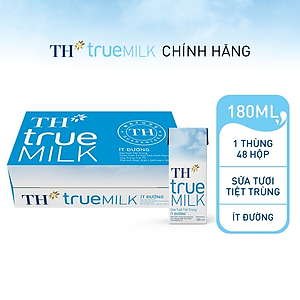 Thùng 48 hộp sữa tươi tiệt trùng TH True Milk  ít đường 180ml