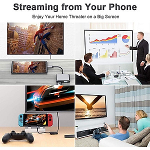 Cáp chuyển Đổi USB Type-c ra 4 cổng HDMI/ VGA/ USB và cổng sạc hỗ trợ chế độ Dex - UHV41160 Hàng Chính Hãng