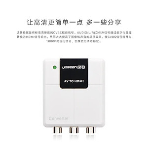 Ugreen UG4022540225TK Màu Trắng Bộ chuyển đổi tín hiệu AV sang HDMI âm - HÀNG CHÍNH HÃNG