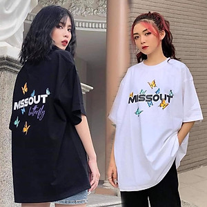 Áo thun in tay lỡ nữ freesize phông form rộng dáng Unisex - Ulzzang mặc cặp, nhóm, lớp hình BƯỚM MISSOUT BUTTERFLY