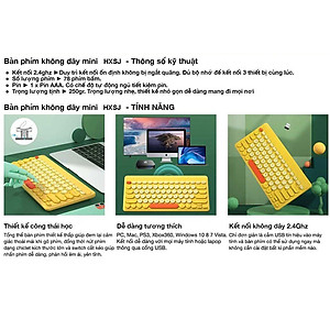 Bộ bàn phím và chuột không dây Pix-link K611, bộ bàn phím và chuột kute nhiều màu để lựa chọn - Hàng chính hãng/ Hàng nhập khẩu