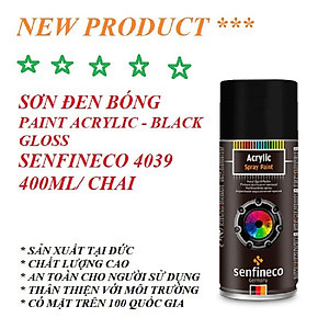Sơn Đen Bóng SENFINECO 4039 Paint Acrylic Black Gloss 400ML/ Chai – HÀNG CHÍNH HÃNG 