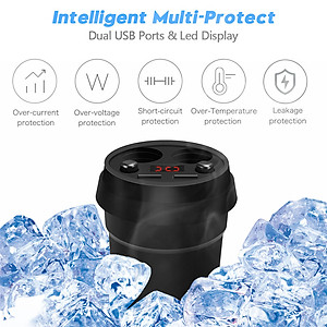 Tẩu củ sạc nhanh 4 in 1 đa năng 2 cổng USB & 2 Socket mở rộng hiệu CHOETECH C0024 dành cho xe hơi ô tô trang bị đèn LED hiển thị sạc (4 output, Max 3.1A, LED display) - Hàng chính hãng