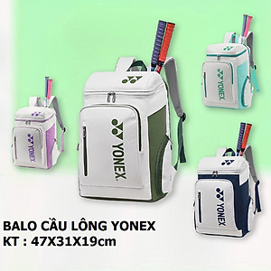 Balo học sinh sinh viên Yonnex , sức chứa lớn, phom cứng cáp, chống thấm nước, balo thể thao cầu lông tennis pickleball nhiều màu size lớn 47cm
