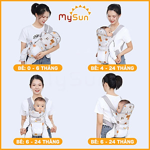 Điệu địu vải cho em bé sơ sinh 4 tư thế có đỡ cổ đa năng an toàn 1 2 3 4 5 6 12 tháng tuổi MySun
