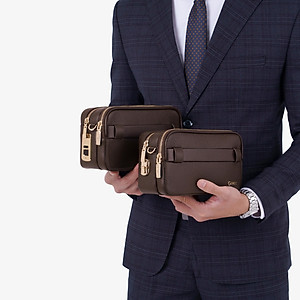 Ví Da Cầm Tay Clutch Nam Chính Hãng GENCE RB09 Da Bò Khóa Vân Tay Cao Cấp Màu Nâu