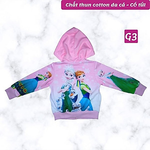 Áo khoác bé gái hình Elsa và Anna từ 9-40kg Áo khoác nữ - Thun da cá hút mồ hôi- Hình in 3D-Hương Nhiên