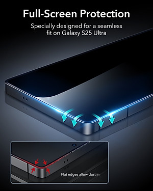 Bộ 2 Kính Cường Lực Kèm Khung Dán ESR Armorite Screen Protector (UltraFit) Cho Samsung Galaxy S25 Ultra, Nhận Vân Tay Tốt_ Hàng Chính Hãng