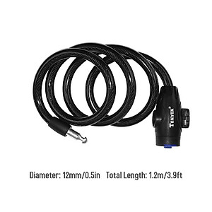 Khóa xe đạp Khóa chống trộm bằng cáp cuộn 12mm với chìa khóa an toàn kèm giá đỡ Xe đạp leo núi