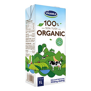 Thùng 12 Hộp Sữa Tươi Tiệt Trùng Vinamilk 100% Organic Không Đường (1lít)