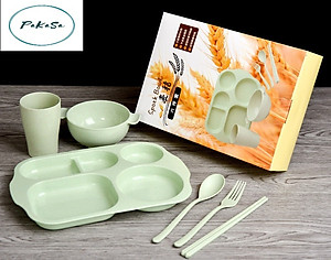 Bộ Khay đựng đồ ăn kèm phụ kiện bằng Lúa Mạch - Hàng Chính Hãng 